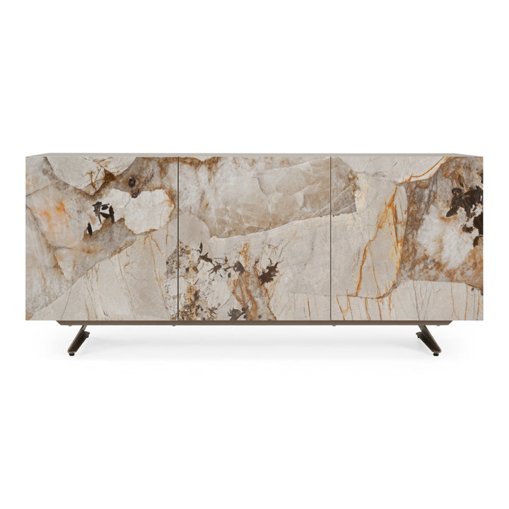 Dunster - Contemporary Beige Ceramic + Metallic Grey Buffet