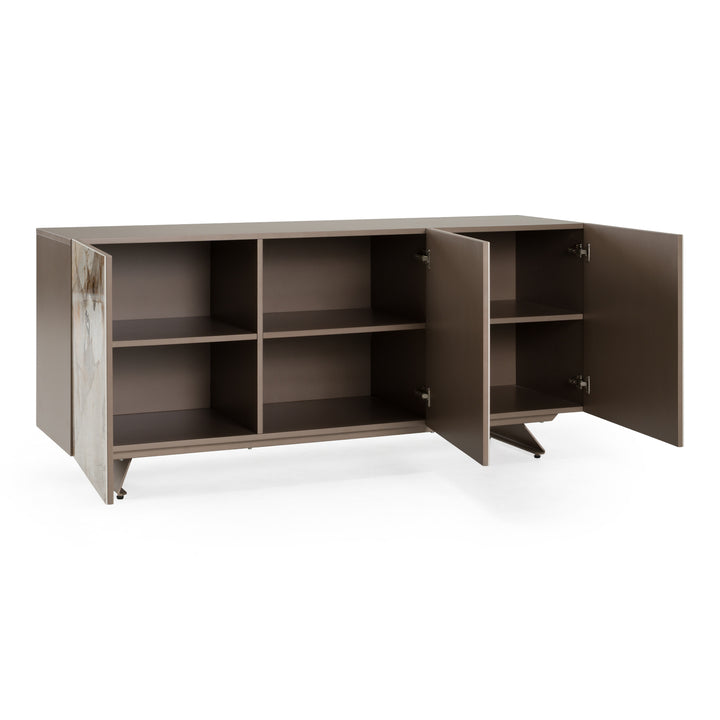 Dunster - Contemporary Beige Ceramic + Metallic Grey Buffet