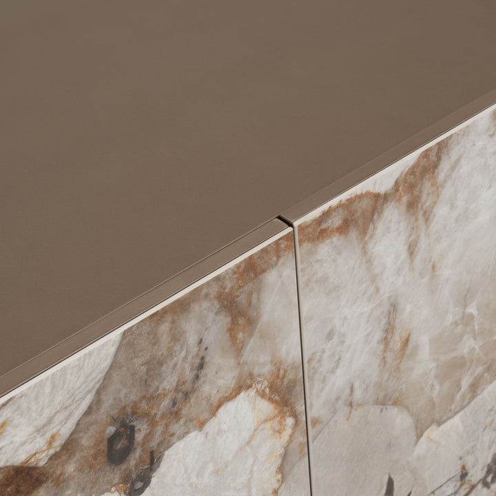 Dunster - Contemporary Beige Ceramic + Metallic Grey Buffet