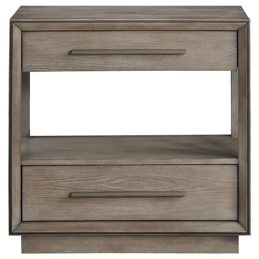 Durango - 2 - Drawer Nightstand Bedside Table - Washed Oak Accent Nightstand modern furniture Contempo Furniture