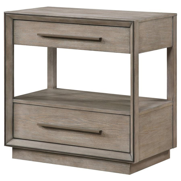 Durango - 2 - Drawer Nightstand Bedside Table - Washed Oak Accent Nightstand modern furniture Contempo Furniture
