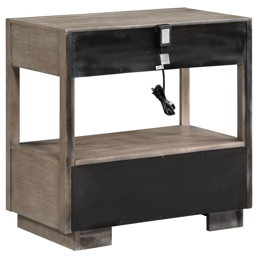 Durango - 2 - Drawer Nightstand Bedside Table - Washed Oak Accent Nightstand modern furniture Contempo Furniture