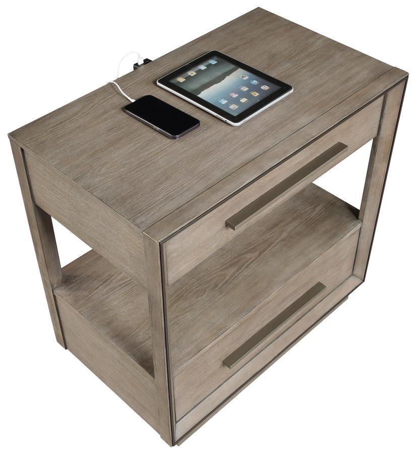 Durango - 2 - Drawer Nightstand Bedside Table - Washed Oak Accent Nightstand modern furniture Contempo Furniture