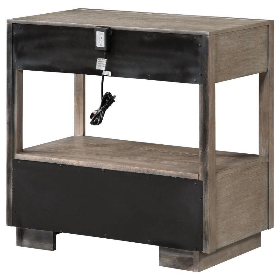 Durango - 2 - Drawer Nightstand Bedside Table - Washed Oak Accent Nightstand modern furniture Contempo Furniture