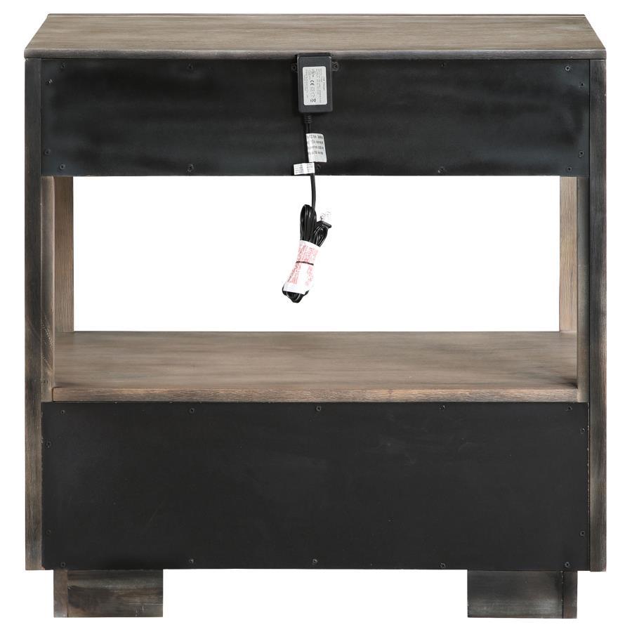 Durango - 2 - Drawer Nightstand Bedside Table - Washed Oak Accent Nightstand modern furniture Contempo Furniture