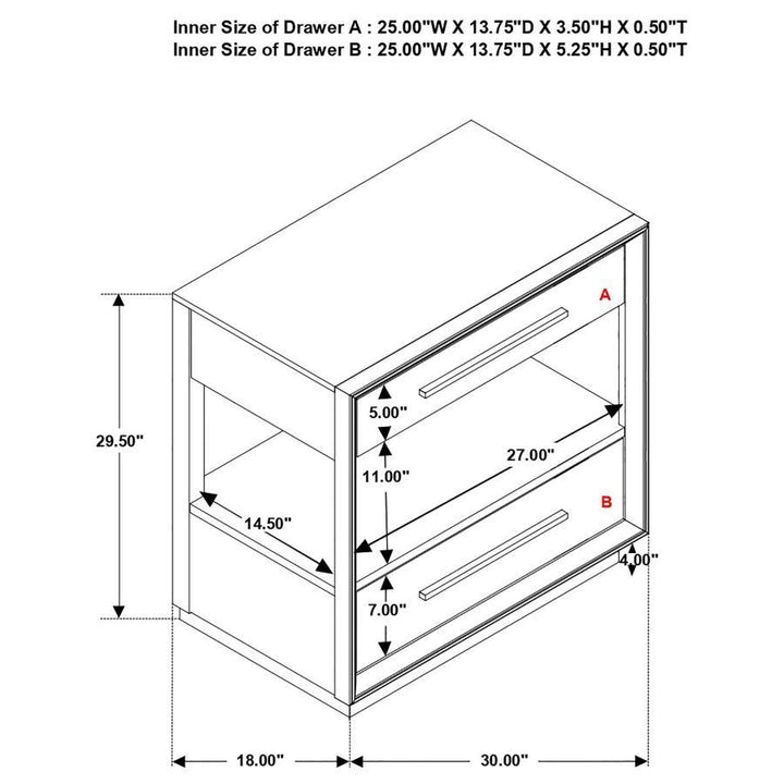 Durango - 2 - Drawer Nightstand - Smoked Peppercorn Accent Nightstand modern furniture Contempo Furniture