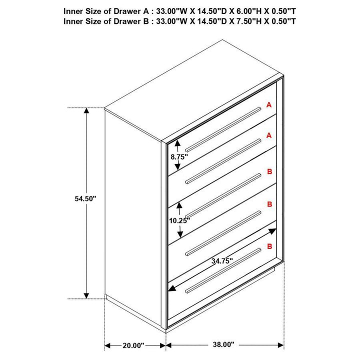 Durango - 5 - Drawer Bedroom Chest - Smoked Peppercorn Accent Chest modern furniture Contempo Furniture