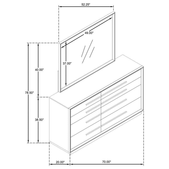 Durango - 8 - Drawer - Dresser And Mirror - Washed Oak Dresser &amp; Mirror modern furniture Contempo Furniture