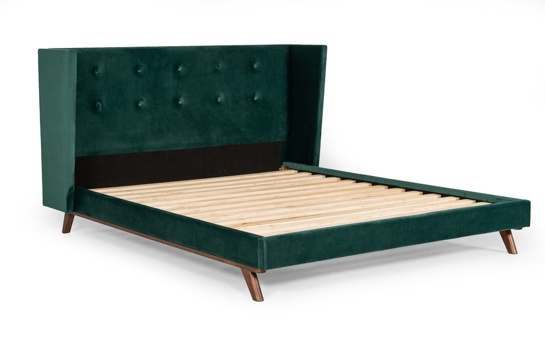 Durango Modern Green Fabric  and  Walnut Bed