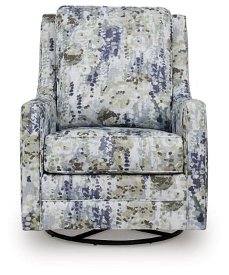 Dustinford Swivel Glider Accent Chair - Blue Swivel Glider Chair modern furniture Contempo Furniture