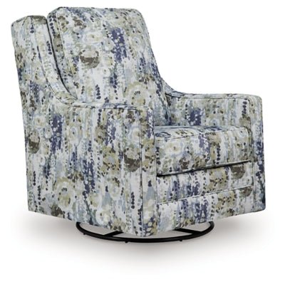 Dustinford Swivel Glider Accent Chair - Blue Swivel Glider Chair modern furniture Contempo Furniture