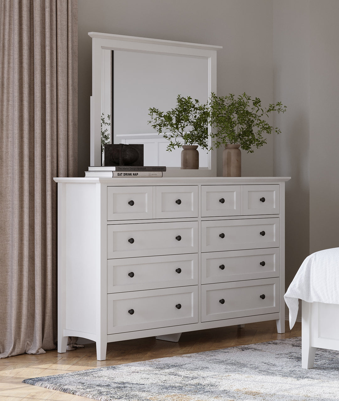 Modus Furniture Pnra82A Grace Eight Drawer Dresser In Snowfall White 2024