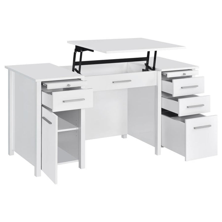 Dylan - 4 - Drawer Lift Top Office Desk - White High Gloss Lift Top Desk modern furniture Contempo Furniture