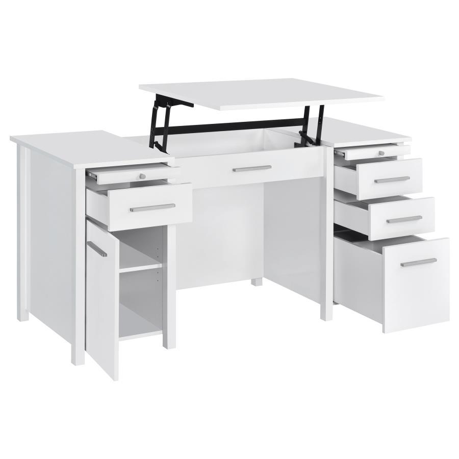 Dylan - 4 - Drawer Lift Top Office Desk - White High Gloss Lift Top Desk modern furniture Contempo Furniture