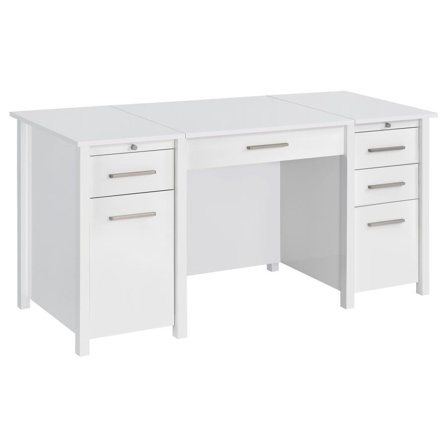Dylan - 4 - Drawer Lift Top Office Desk - White High Gloss Lift Top Desk modern furniture Contempo Furniture