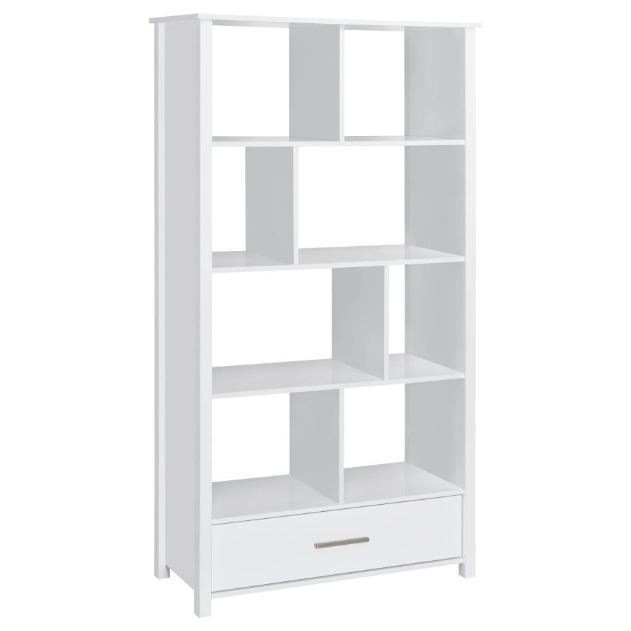 Dylan - 4 - Shelf Storage Bookshelf - White High Gloss Standard Bookcase modern furniture Contempo Furniture