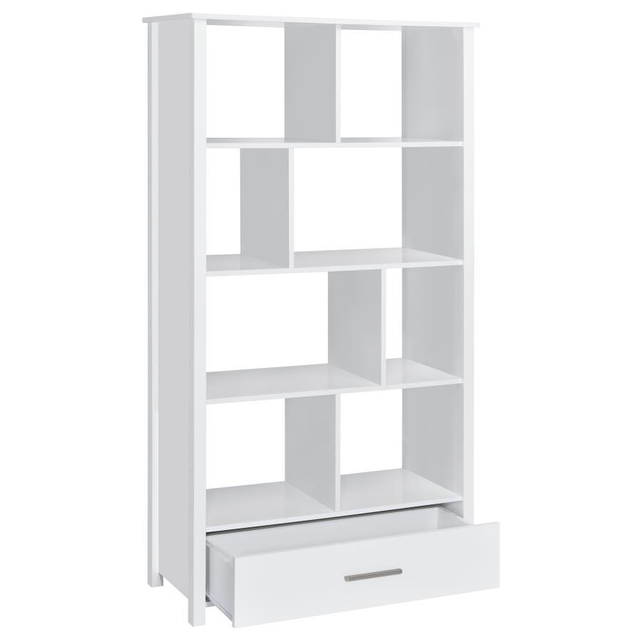 Dylan - 4 - Shelf Storage Bookshelf - White High Gloss Standard Bookcase modern furniture Contempo Furniture