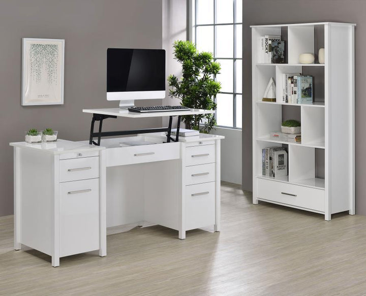 Dylan - 4 - Shelf Storage Bookshelf - White High Gloss Standard Bookcase modern furniture Contempo Furniture