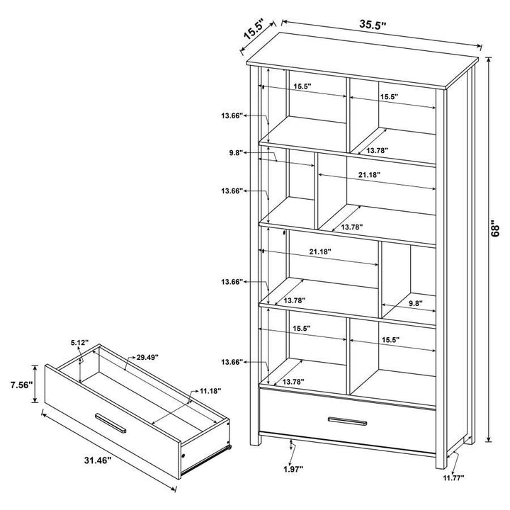Dylan - 4 - Shelf Storage Bookshelf - White High Gloss Standard Bookcase modern furniture Contempo Furniture