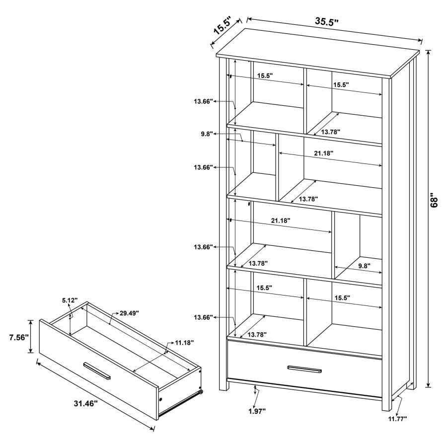 Dylan - 4 - Shelf Storage Bookshelf - White High Gloss Standard Bookcase modern furniture Contempo Furniture