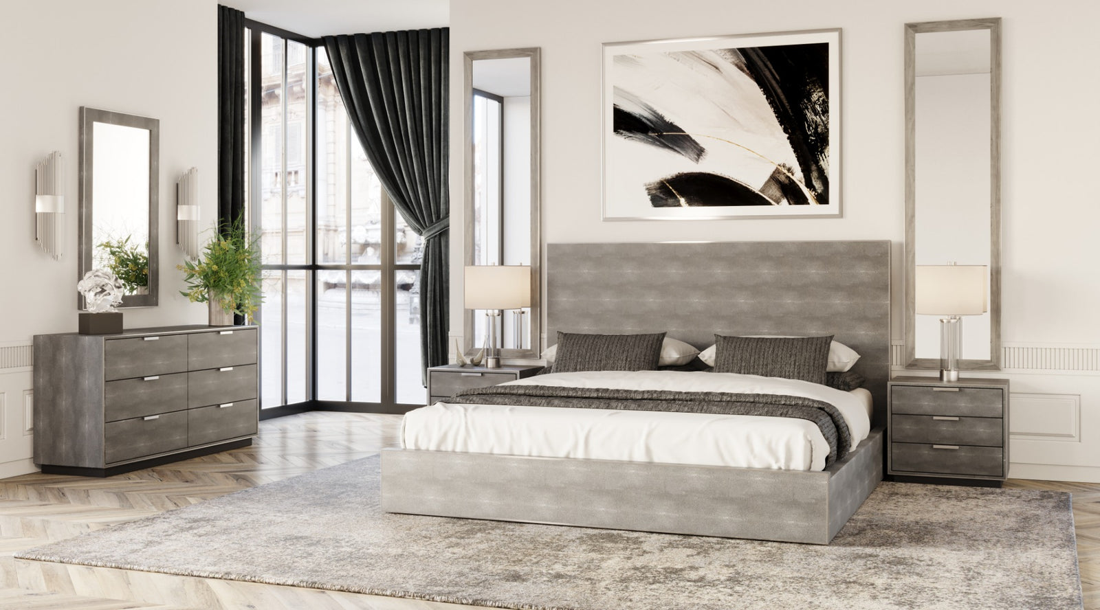 Dynasty - Modern Shagreen Bed - View 6