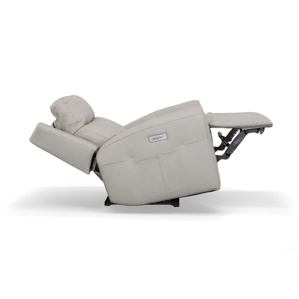 Barnett Leather Power Recliner with Power Headrest & Lumbar in Gray Matters