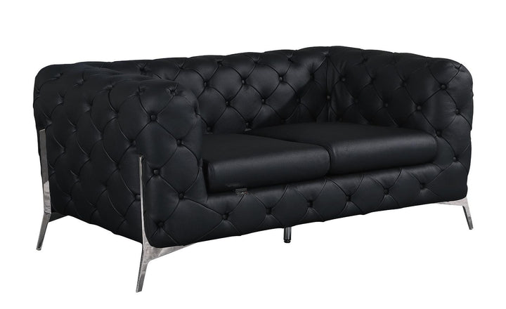 DivanItalia 970 Loveseat in Top-Grain Italian Leather - Black