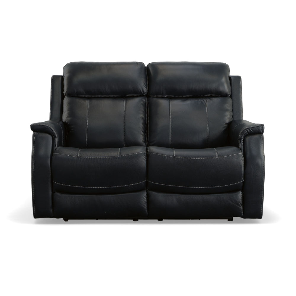 Easton Leather Power Reclining Loveseat with Power Headrests & Lumbar in Ocean
