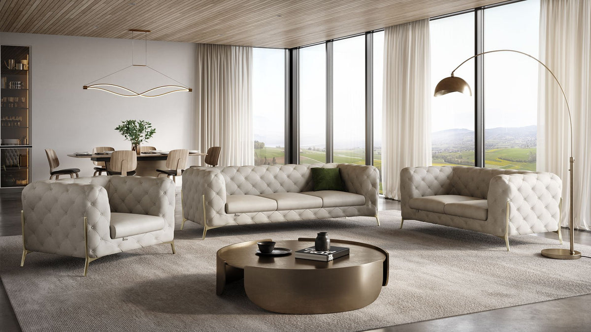 DivanItalia 970 3-Piece Sofa Set in Top-Grain Italian Leather - Cream
