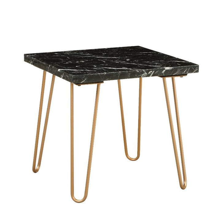 ACME Furniture Telestis End Table Black Marble Top & Gold
