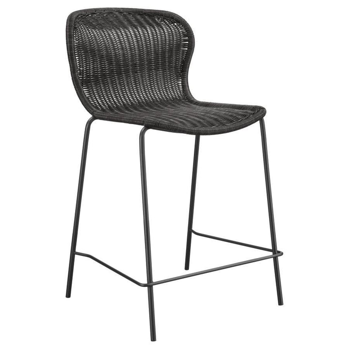 Mckinley - Faux Rattan Metal Counter Chair  - Brown