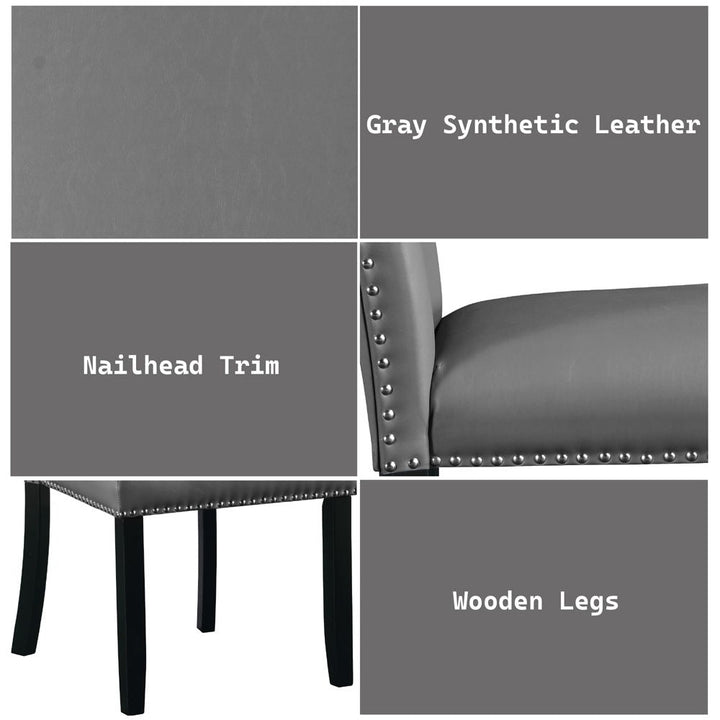 Caralin - Side Chair Set of 2) - Gray Synthetic Leather & Black