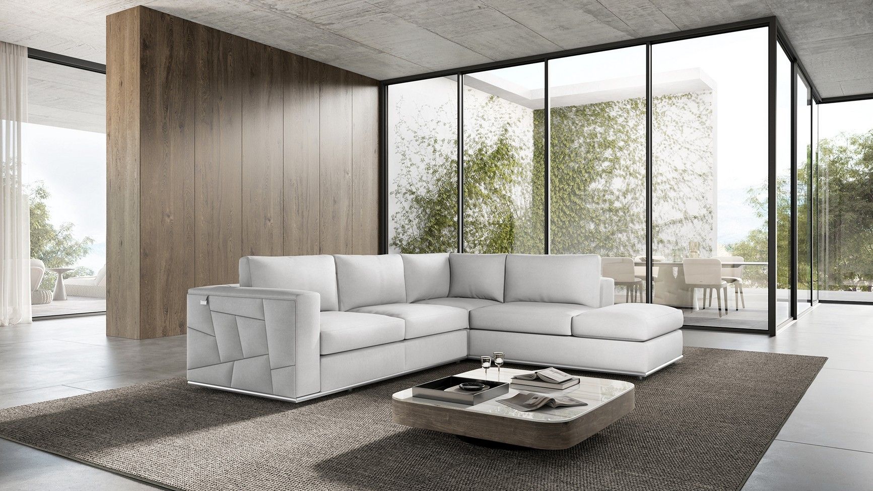 Global United Furniture DivanItalia 998 Italian Leather White RAF Sectional Sofa