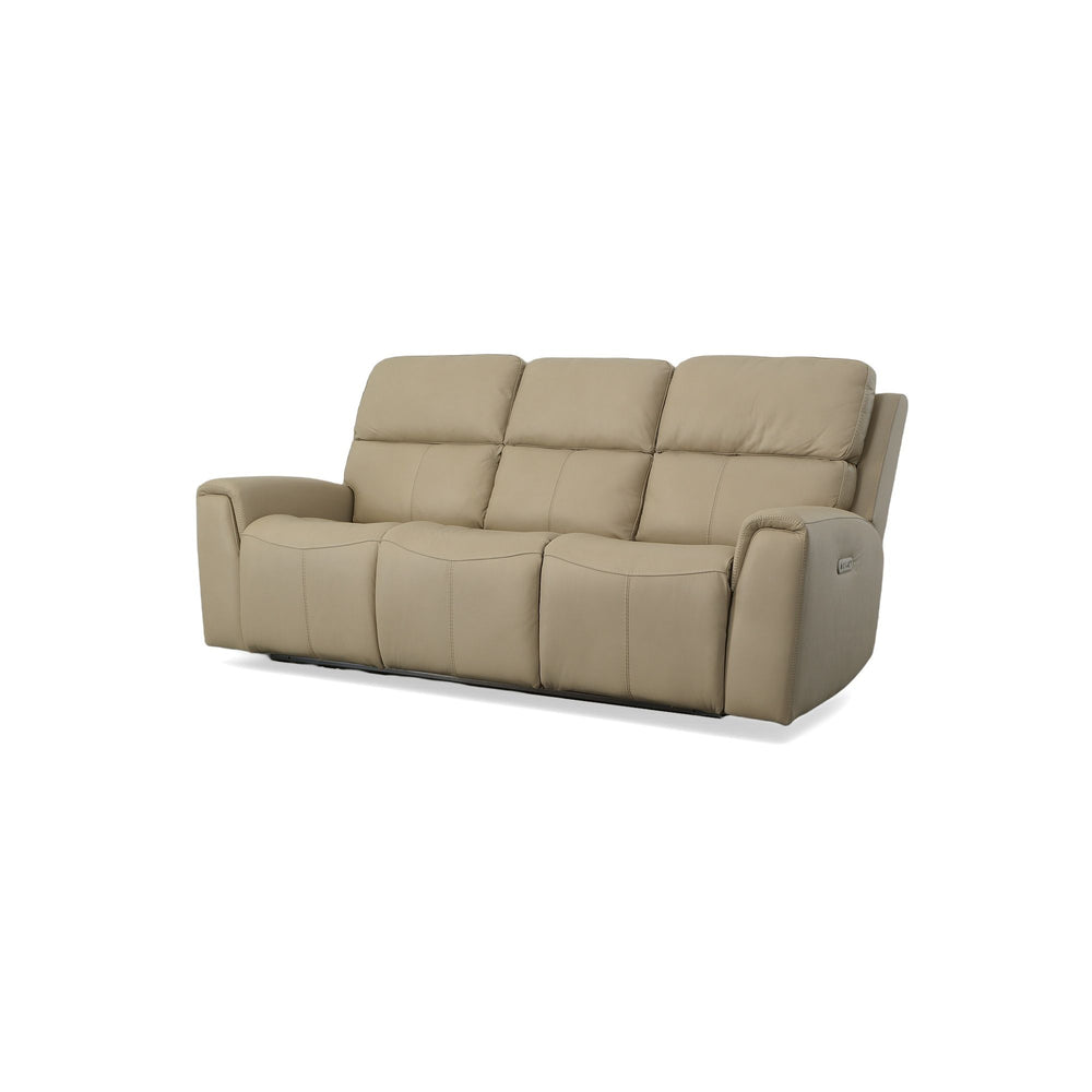 Jarvis Leather Power Reclining Sofa with Power Headrests in Parchment