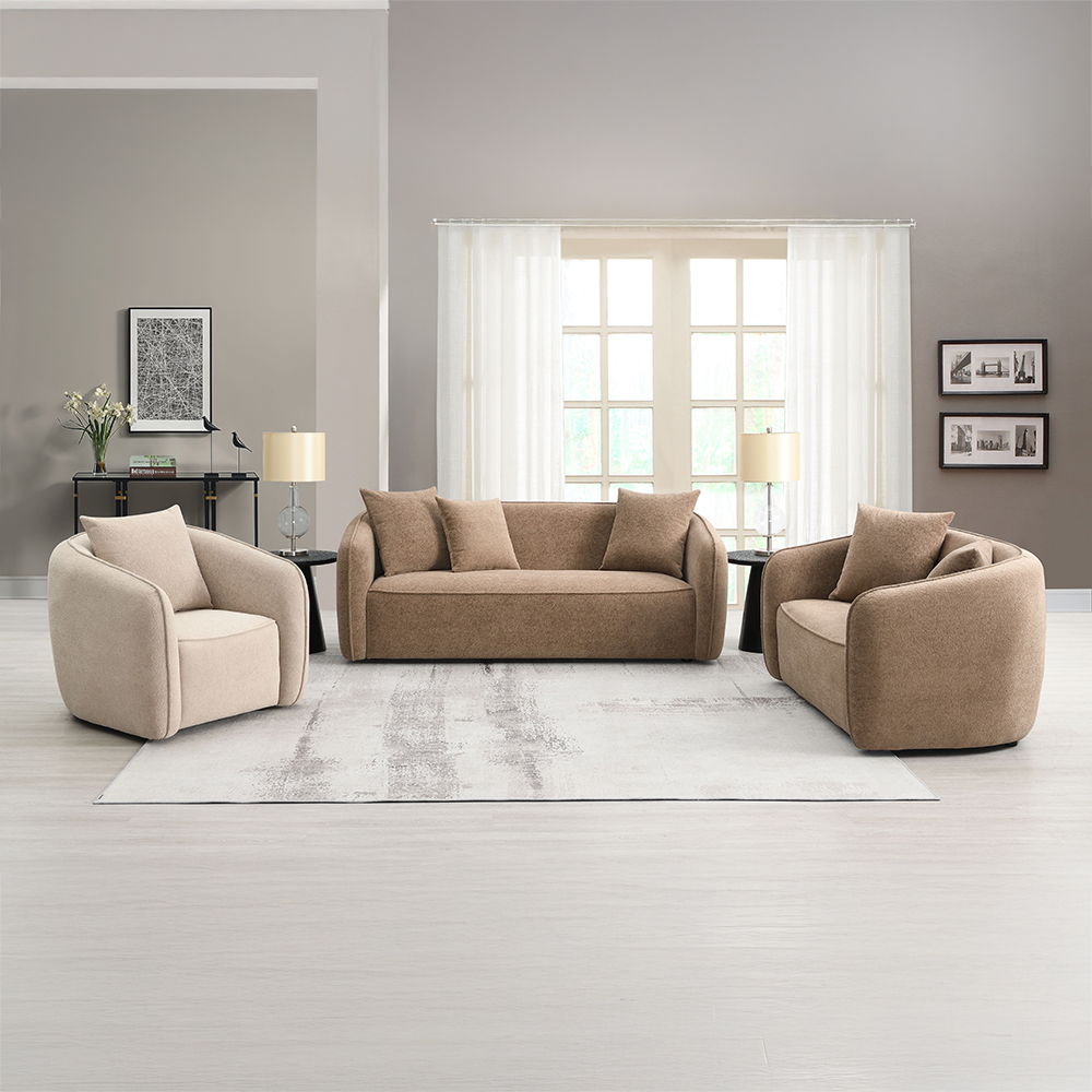 Keith - Loveseat With 2 Pillows - Brown Chenille