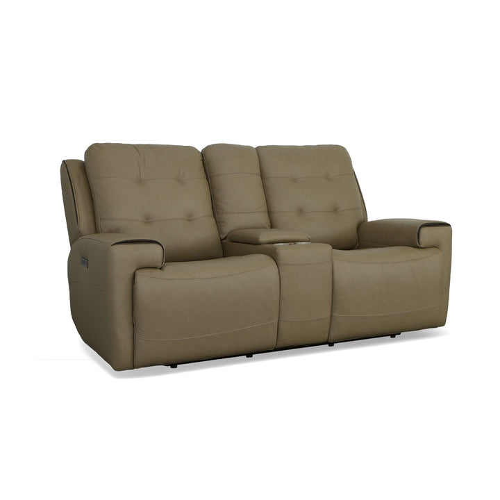 Iris Power Reclining Loveseat With Console &amp; Power Headrests Khaki
