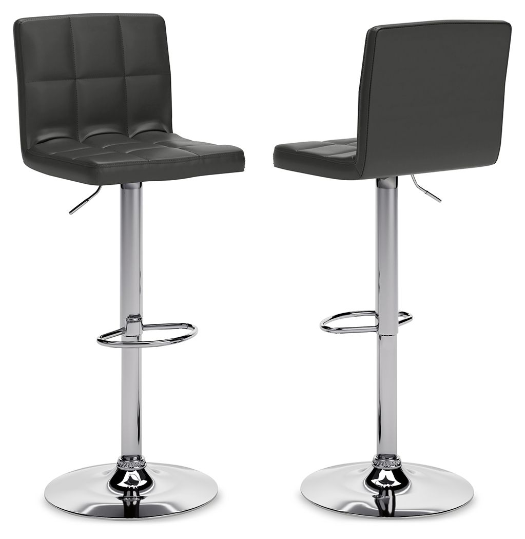 Bellatier - Tall UPH Swivel Barstool(Set of 2) - Black / Chrome Finish