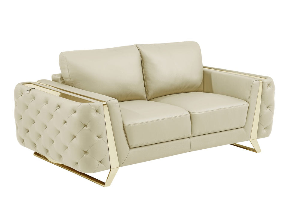 DivanItalia 1050 Loveseat in Top-Grain Italian Leather - Beige