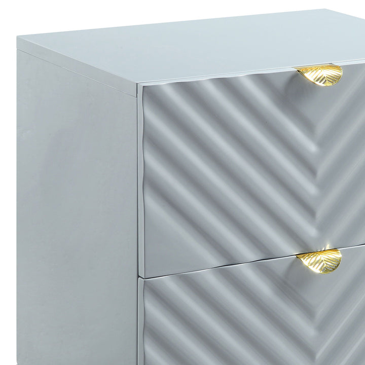 Gaines - High Gloss Nightstand - Gray
