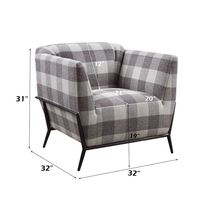 Niamey II - Accent Chair - Pattern Fabric & Metal Frame Black