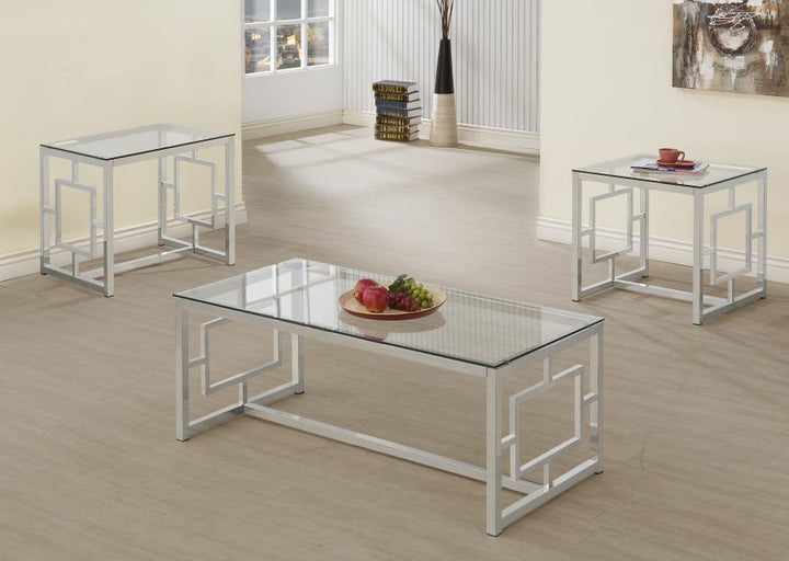 Coaster Furniture Merced - 3 Piece Rectangular Coffee And End Table Set - Nickel