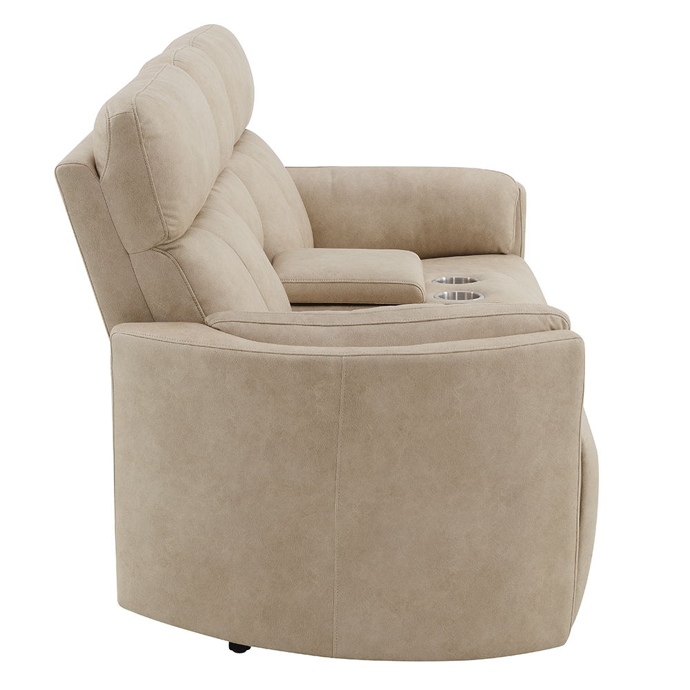 Elison - Motion Loveseat With Console - Dark Beige Polish Microfiber