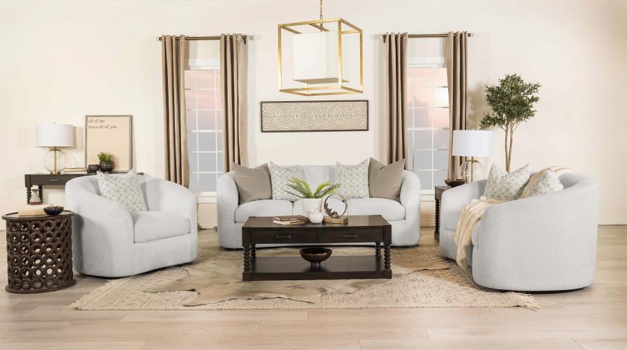 Coaster Furniture Rainn - 3 Piece Boucle Upholstered Sloped Arm Sofa Set - Latte