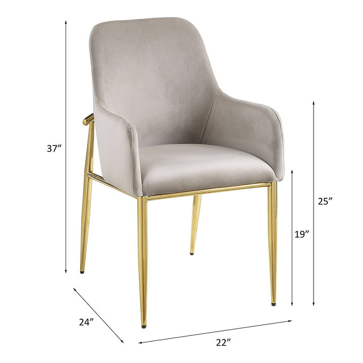 Barnard - Side Chair Set of 2) - Gray Velvet & Mirrored Gold