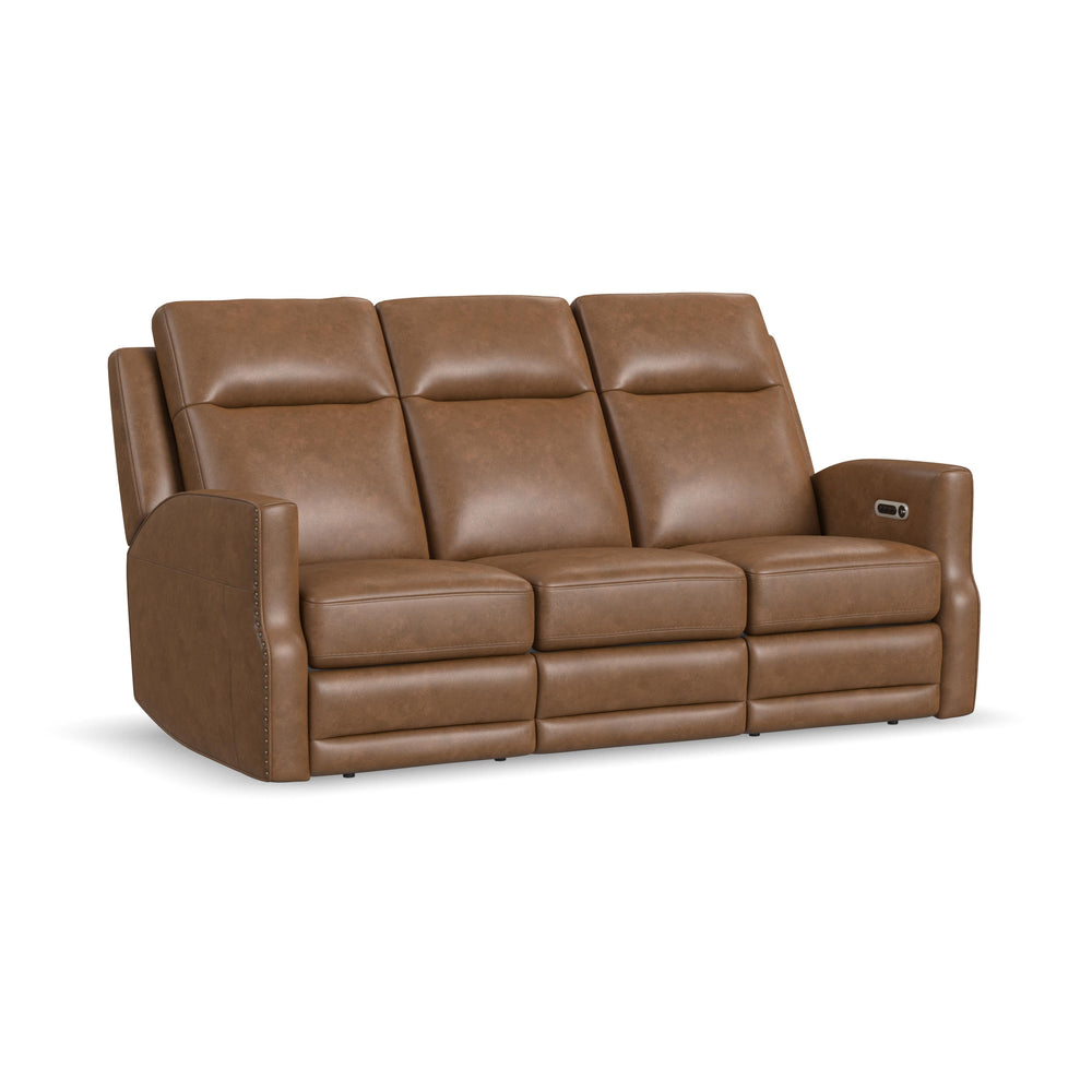 Maxwell Leather Power Reclining Sofa with Power Headrests and Lumbar in Cedar