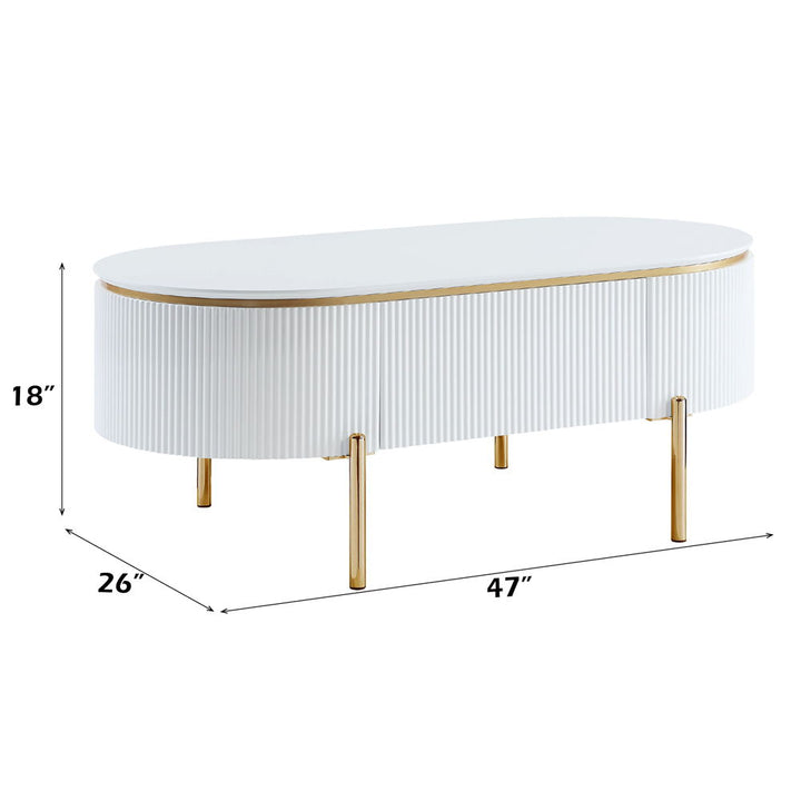 Daveigh - Coffee Table - White High Gloss & Gold