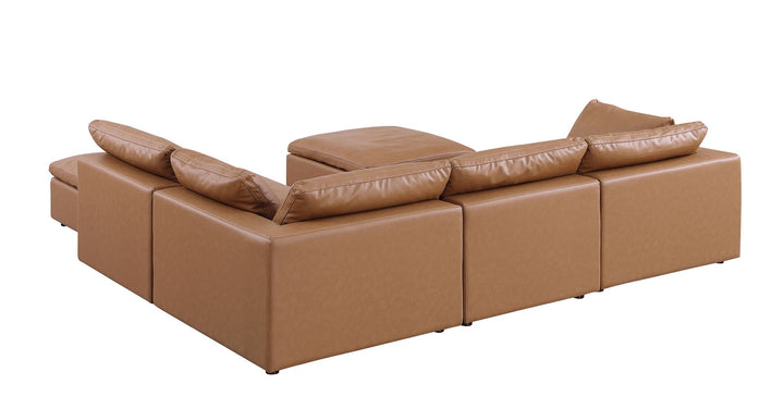 DivanItalia 1100 6-Piece Right Arm Facing 3-Seat Sectional – Top-Grain Italian Leather - Cognac