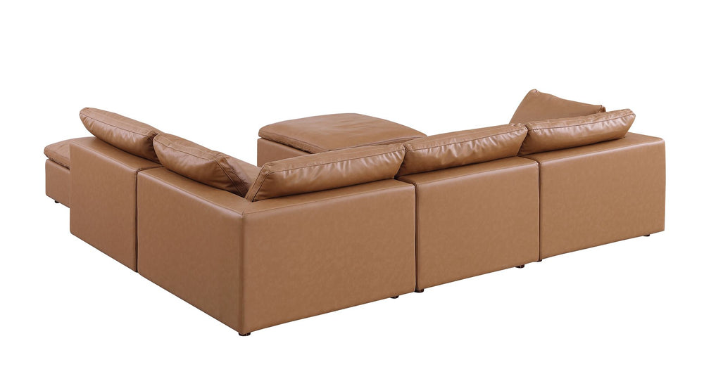 DivanItalia 1100 6-Piece Right Arm Facing 3-Seat Sectional – Top-Grain Italian Leather - Cognac