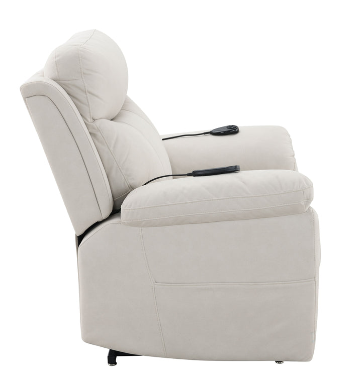 Chriki - Polished Microfiber Power Motion Recliner With Lift Heating Massage Chair - Beige