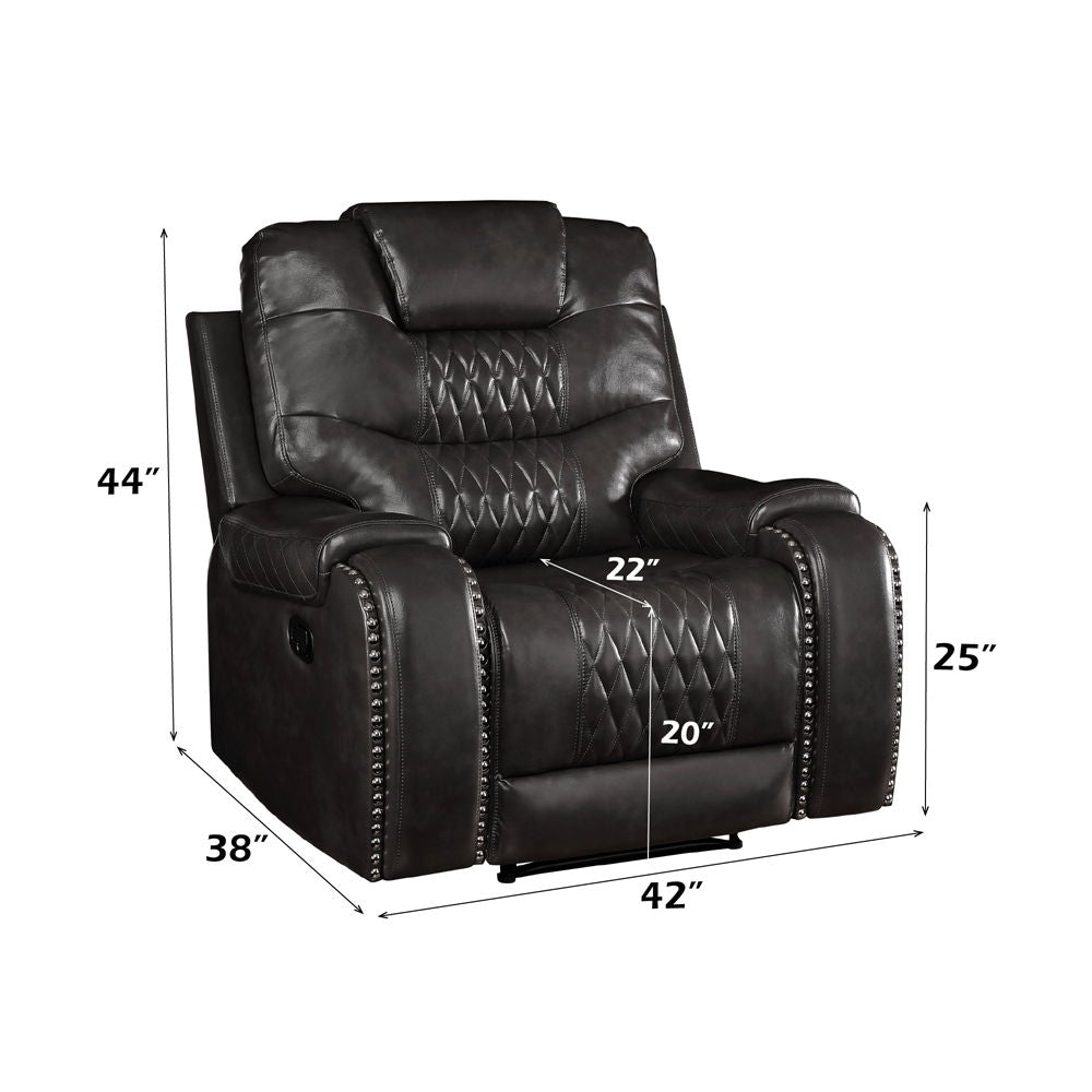 Braylon - Motion Recliner - Magnetite Synthetic Leather